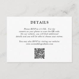 Cartão De Informações Casamento Moderno de Fiona Black and White Bold Mo