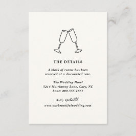 Cartão De Informações Casamento Moderno de Flutes Desenhados à Mão