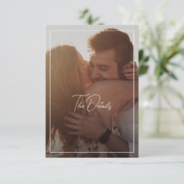 Cartão De Informações Casamento Moderno de Foto Branca e Preta