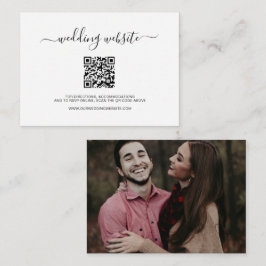 Cartão De Informações Casamento Moderno de Foto com Código QR Simples