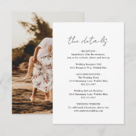 Cartão De Informações Casamento Moderno de Fotos do Script Rustic