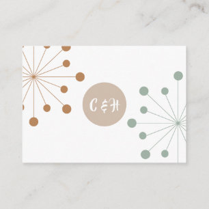 Cartão De Informações Casamento Moderno de Meados do Século Estrela Atôm