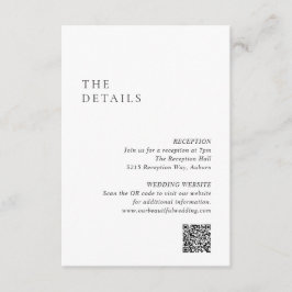 Cartão De Informações Casamento Moderno do Código QR Branco e Preto Limp