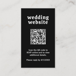 Cartão De Informações Casamento Moderno do Código QR Preto de Fonte Retr