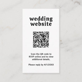 Cartão De Informações Casamento Moderno do Código QR Preto e Branco da F