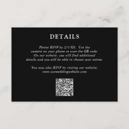 Cartão De Informações Casamento Moderno do Monograma Negro Fiona