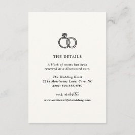 Cartão De Informações Casamento Moderno dos Anéis Desenhados à Mão