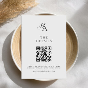 Cartão De Informações Casamento Moderno e Minimalista do Monograma Elega