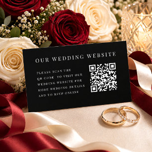 Cartão De Informações Casamento Moderno Elegante Minimalista Preto e Bra