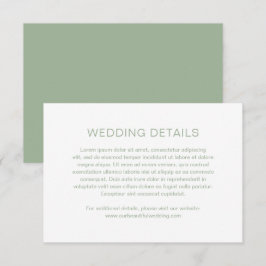 Cartão De Informações Casamento moderno em verde sálvia com monograma