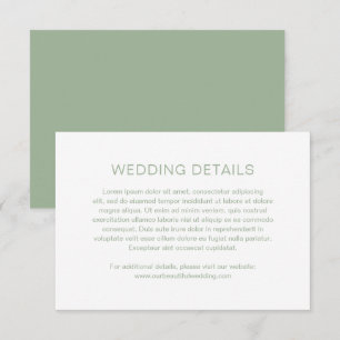 Cartão De Informações Casamento moderno em verde sálvia com monograma