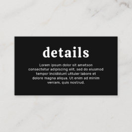 Cartão De Informações Casamento Moderno Fonte Retro Preto