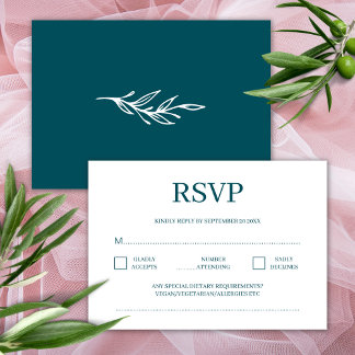 Cartão De Informações Casamento Moderno Minimalista Resposta RSVP Azul T