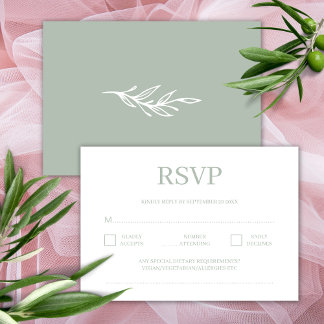 Cartão De Informações Casamento Moderno Minimalista Resposta RSVP Verde