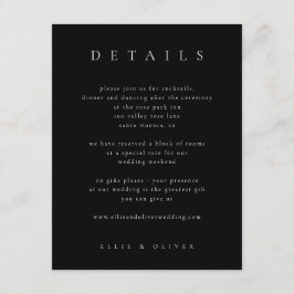 Cartão De Informações Casamento Moderno Preto com Detalhes Boho Bege