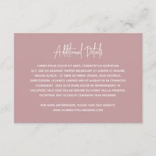 Cartão De Informações Casamento Moderno Rosa Minimalista