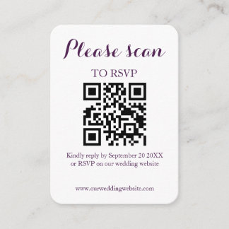 Cartão De Informações Casamento Moderno Simples com QR Code & RSVP