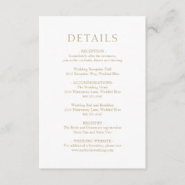 Cartão De Informações Casamento Moderno Simples e Dourado