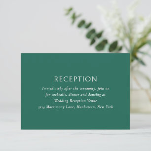 Cartão De Informações Casamento Moderno Simples Emerald Green