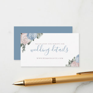 Cartão De Informações Casamento Moderno Simples Floral Rosa Poeira Beijo