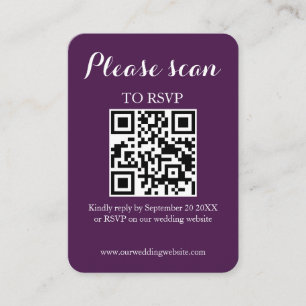 Cartão De Informações Casamento Moderno Simples Roxo QR Code & RSVP