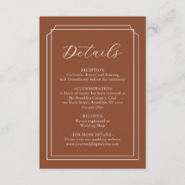 Cartão De Informações Casamento Monograma do Script Elegante Terracotta