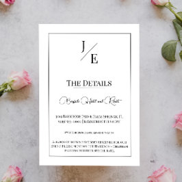 Cartão De Informações Casamento Monograma Minimalista | Branca