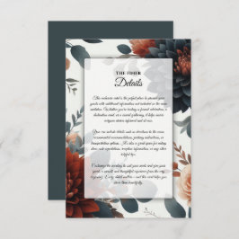 Cartão De Informações Casamento Moody Rustic Fall Florals
