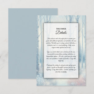 Cartão De Informações Casamento na Floresta de Bétula Azul Geada