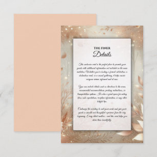 Cartão De Informações Casamento na Floresta Encantada de Rosewood Dourad