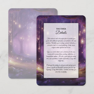 Cartão De Informações Casamento na Floresta Encantada de Violeta à Meia-