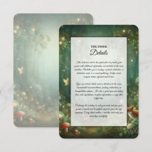 Cartão De Informações Casamento na Floresta Encantada Esmeralda Verde