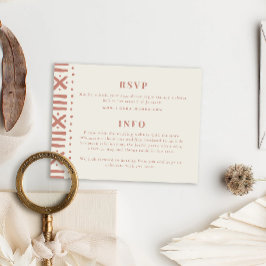 Cartão De Informações Casamento na Fronteira Terracotta Boho Mudcloth