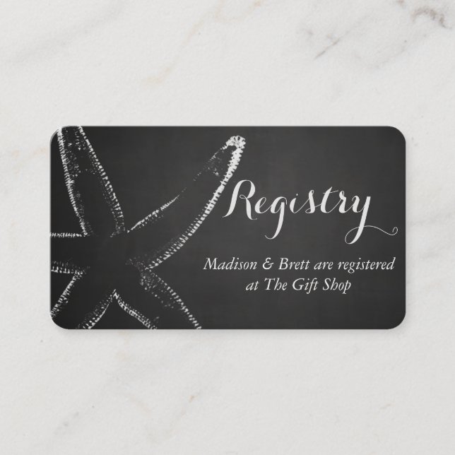 Cartão De Informações Casamento Náutico Estrela do Mar Quadro Negro Vint (Frente)