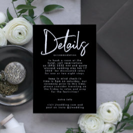 Cartão De Informações Casamento Negra Premium Editável na moda Moderno