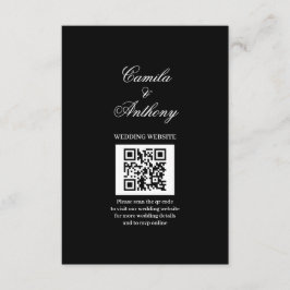 Cartão De Informações Casamento Negro e Branco