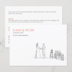 Cartão De Informações Casamento Negro e Branco Minimalista de Picnic Jar