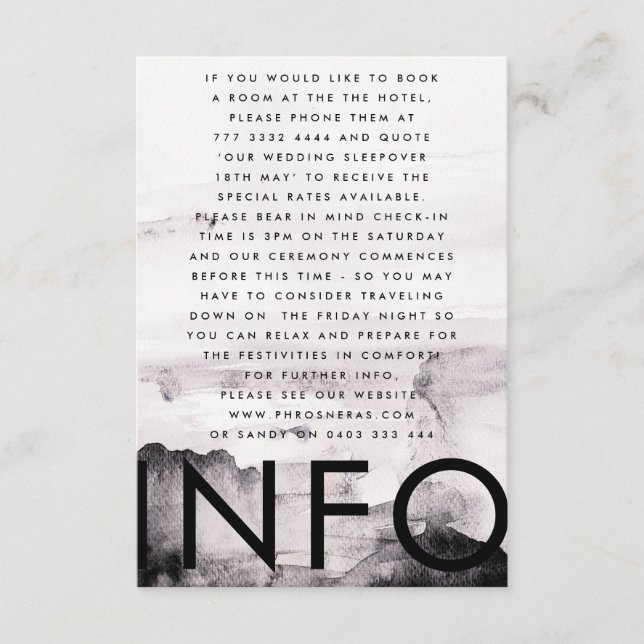 Cartão De Informações Casamento Neutro de Gênero Ultra Moderno (Frente)