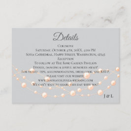 Cartão De Informações Casamento Neutro Pérola Romântico com Marfim Moder