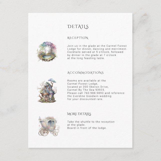 Cartão De Informações Casamento no Bosque Encantado  (Frente)