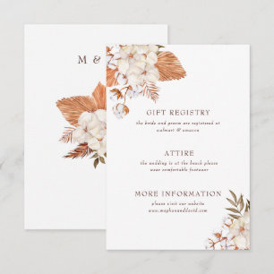 Cartão De Informações Casamento no Deserto Floral de Grama Pampas Boho R