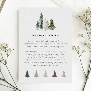 Cartão De Informações Casamento no inverno de Árvore Neve Pine