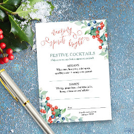 Cartão De Informações Casamento no inverno Holly Berries Signature Cockt