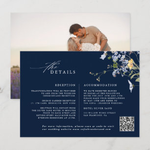 Cartão De Informações Casamento no Jardim de Flores Silvestres da Primav