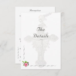 Cartão De Informações Casamento Nupcial Rosa Católico