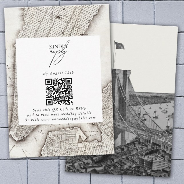 Cartão De Informações Casamento NYC de Destino de Nova Iorque (New York City Destination NYC Wedding Enclosure Card)