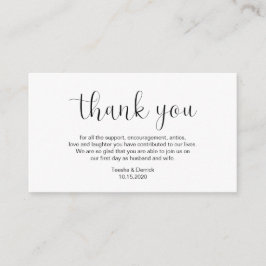 Cartão De Informações Casamento Obrigado, design mínimo, fonte preta