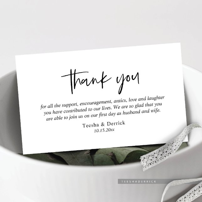 Cartão De Informações Casamento Obrigado, moderno e simples gabinete de  (Wedding Thank you, Modern Casual minimalist Simple Script Enclosed Card)