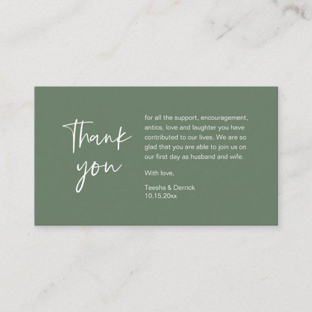 Cartão De Informações Casamento Obrigado por participar, moderno minimal (Frente)