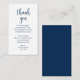 Cartão De Informações Casamento Obrigado, Script Moderno, Marinho azul